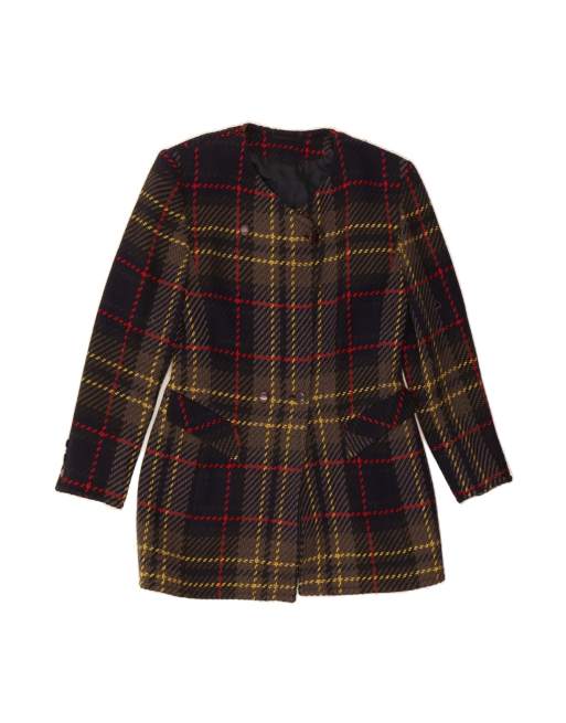 Vintage Double Breasted Coat EU 38 Medium In Grey Check