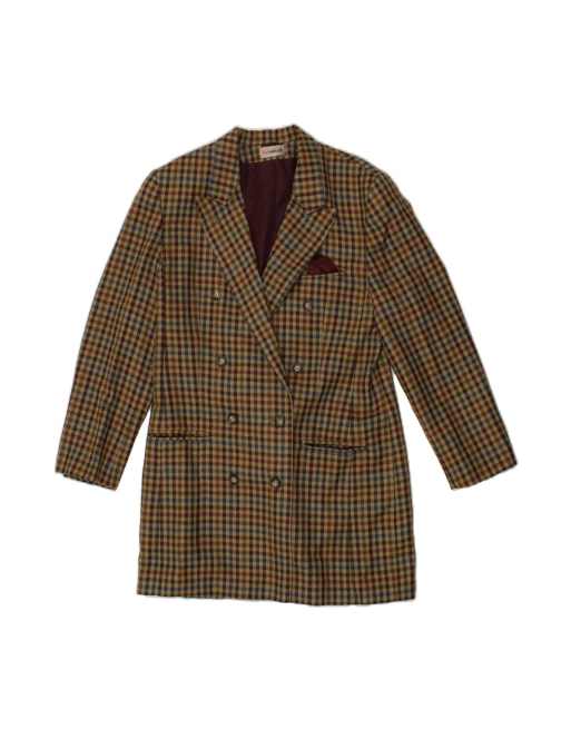 Vintage Double Breasted Coat EU 40 Medium In Beige Houndstooth
