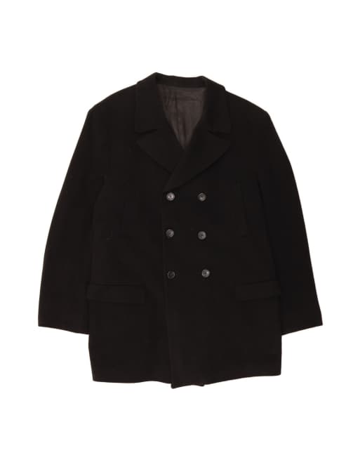 Vintage Double Breasted Coat It 54 2XL In Black