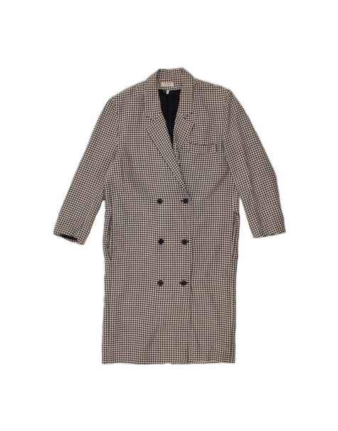 Vintage Double Breasted Coat UK 10 Small In Blue Houndstooth - view 1