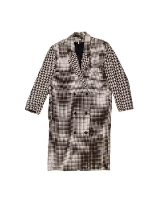 Vintage Double Breasted Coat UK 10 Small In Blue Houndstooth