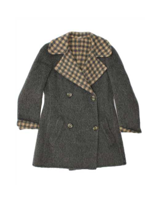 Vintage Double Breasted Coat UK 12 Medium In Grey