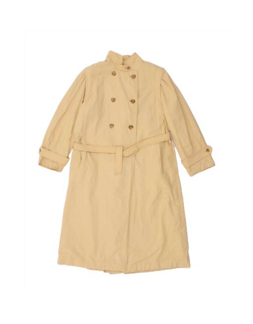Vintage Double Breasted Coat UK 14 Large In Beige