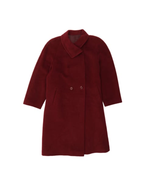 Vintage Double Breasted Coat UK 14 Large In Burgundy Wool - view 1