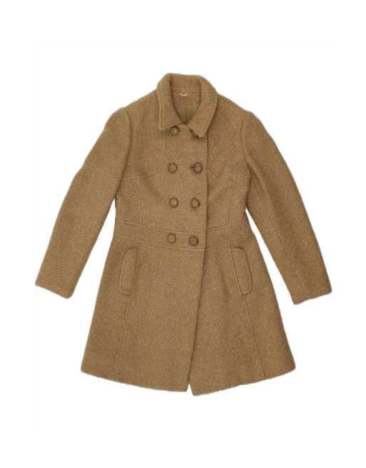 Vintage Double Breasted Coat UK 14 Medium In Beige