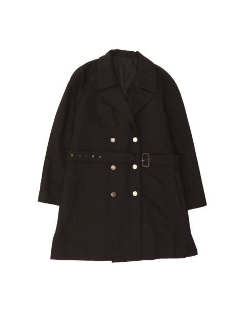 Vintage Double Breasted Coat UK 14 Medium In Black - view 1