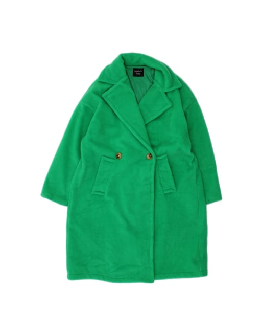 Vintage Double Breasted Coat UK 16 Large In Green