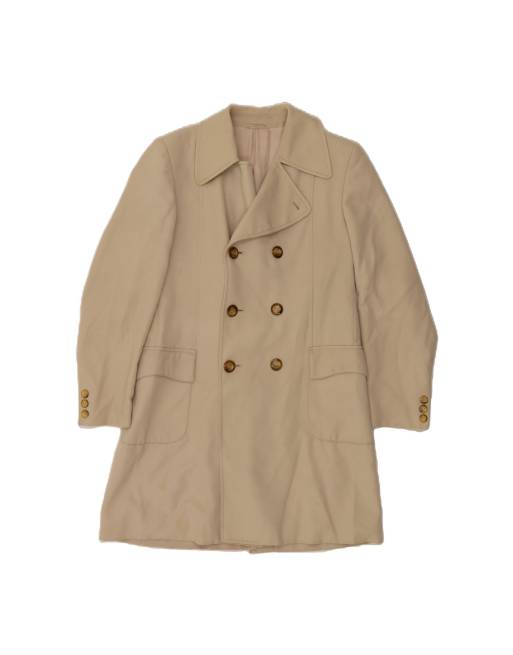 Vintage Double Breasted Coat UK 36 Small In Beige