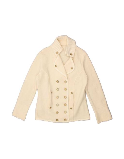 Vintage Double Breasted Overcoat EU 40 Medium In Beige
