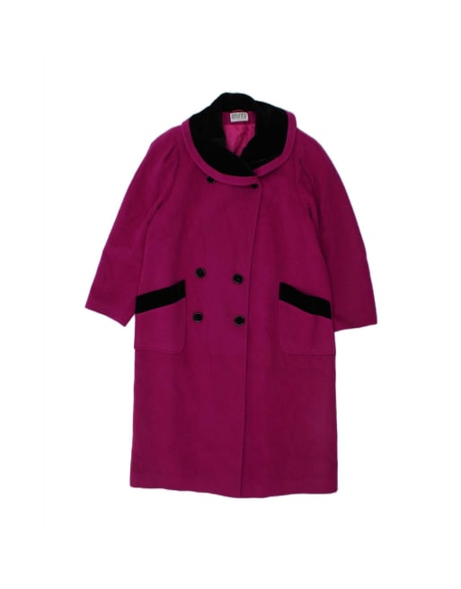 Vintage Double Breasted Overcoat UK 16 Large In Pink