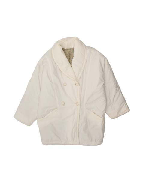 Vintage Double Breasted Windbreaker Jacket UK 16 Large In White - view 1