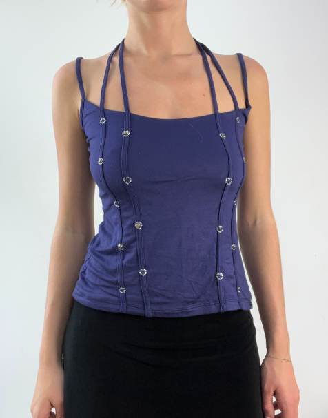 Vintage double strap cami in purple - view 1