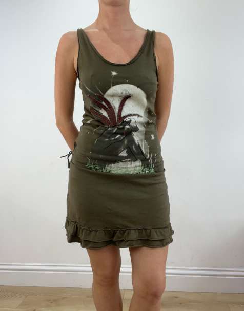 Vintage dress in khaki - view 1