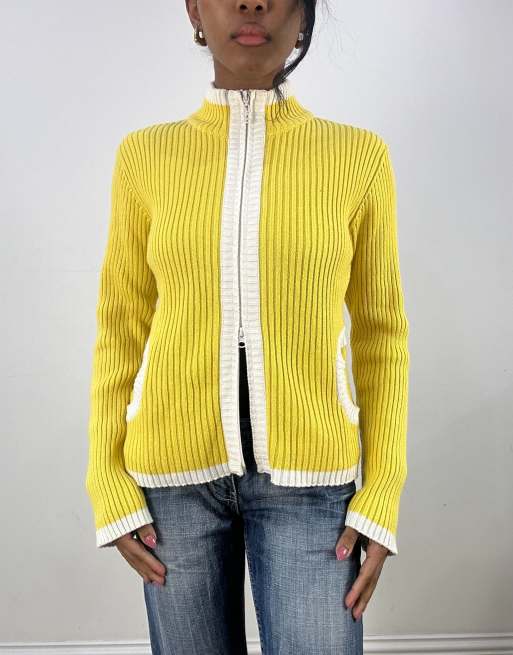 Vintage dual zip jumper in yellow