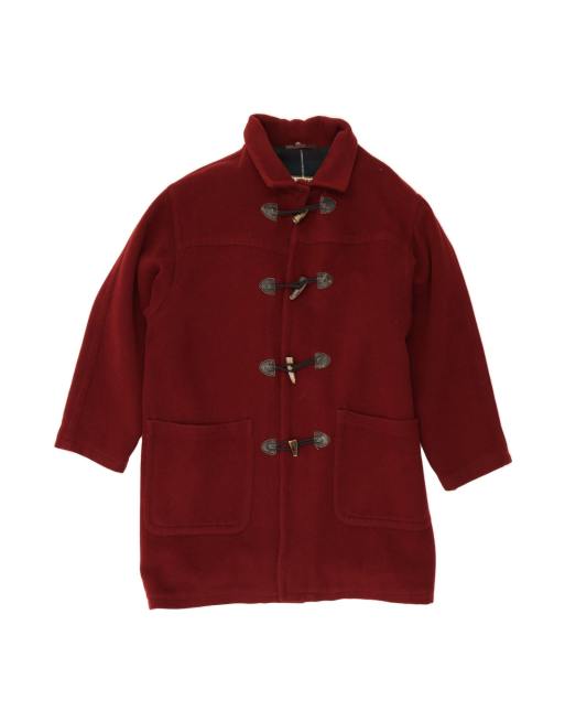 Vintage Duffle Coat UK 38 Medium In Maroon Wool