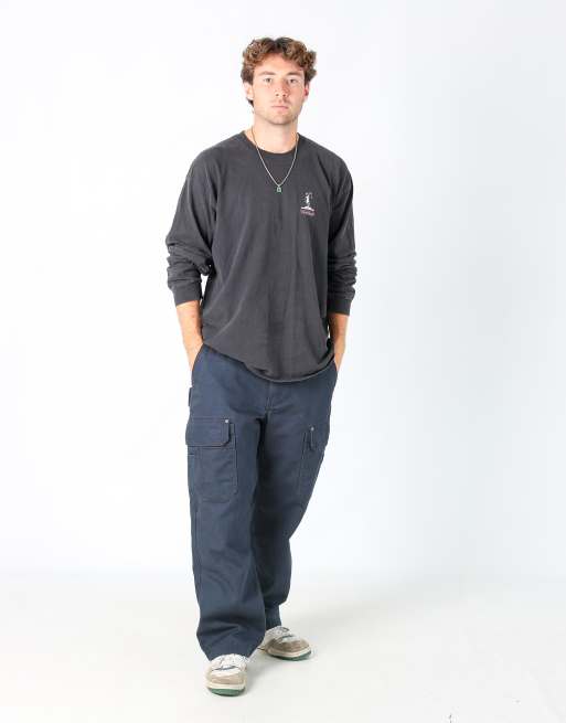 Vintage Duluth Workwear 36x30 canvas carpenter jeans in navy blue