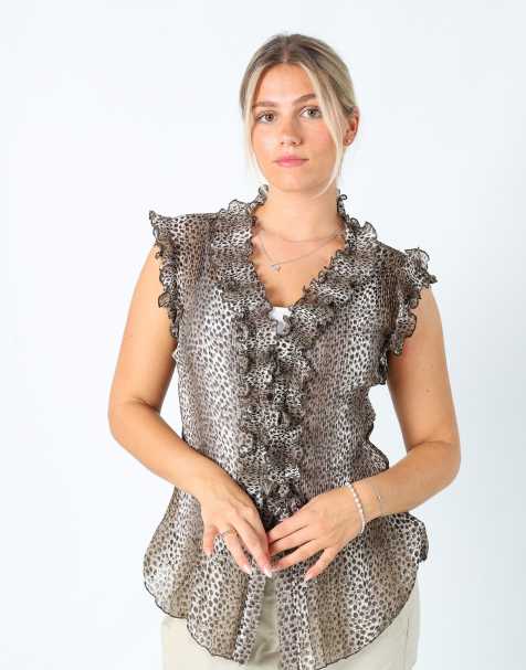 Vintage Duohui fushi M blouse in brown - view 1