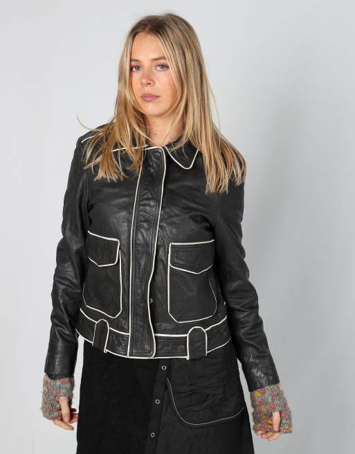 Vintage Each Other Paris M leather jacket in black