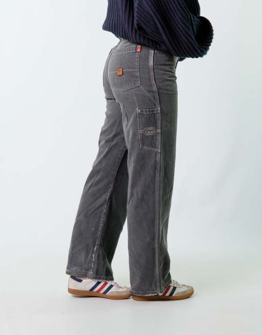Vintage Ecko 30x30 Canvas Carpenter Baggy Jeans Charcoal Grey