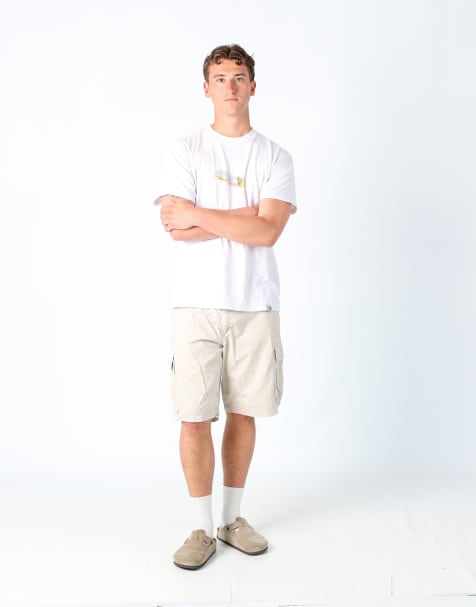 Vintage Eddie Baeur 38x23 canvas cargo shorts in beige - view 1