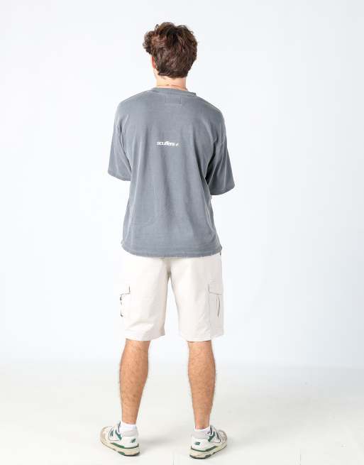 Vintage Eddie Bauer 34x22 canvas cargo shorts in beige, 3 of 4