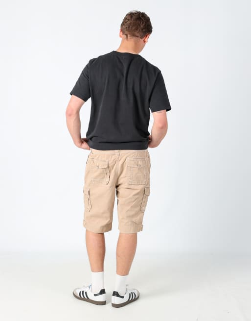 Vintage Eddie Bauer 36x27 canvas cargo shorts in tan, 3 of 4