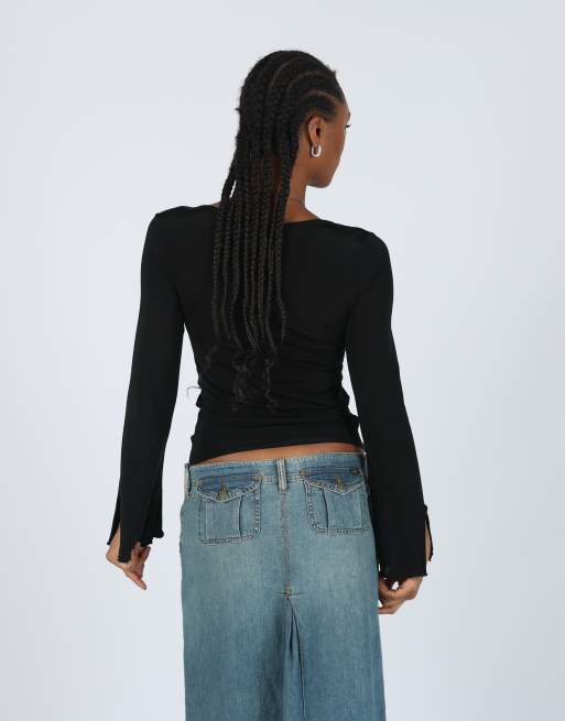 Vintage Elegante!! S long sleeve top in black, 2 of 4