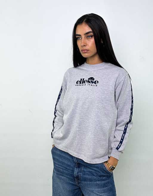 Vintage Ellesse Medium Sweatshirt Grey faux fur belted jacket Cra wallonieShops