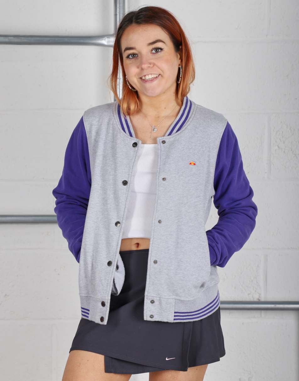 Vintage Ellesse Size UK 14 varsity bomber jacket sweat in grey