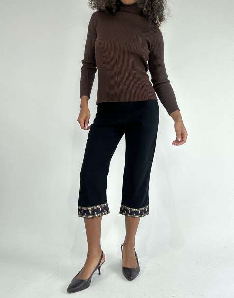 Vintage embellished capris in black - view 1