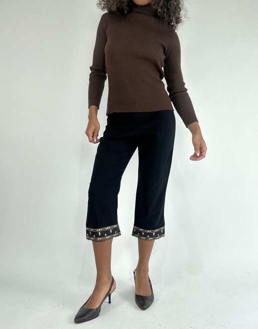 Vintage embellished capris in black