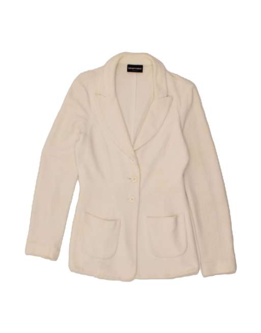 Vintage Emporio Armani 3 Button Blazer Jacket UK 12 Medium In Off In White
