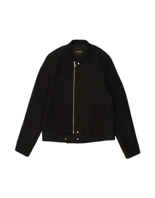 Vintage Emporio Armani Abstract Pattern Bomber Jacket It 52 2XL In Black