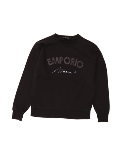 Vintage Emporio Armani Graphic Sweatshirt Jumper EU 46 XL In Black - view 1