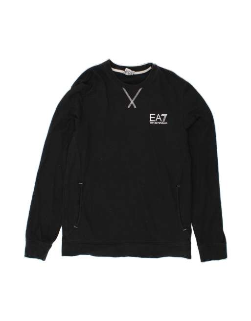 Vintage Emporio Armani Graphic Sweatshirt Jumper UK 18 XL In Black