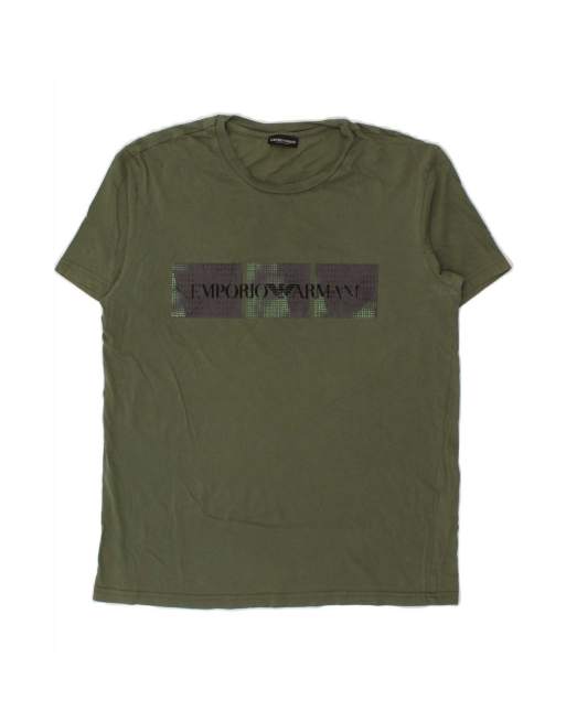 Vintage Emporio Armani Graphic T-shirt Top Medium In Khaki