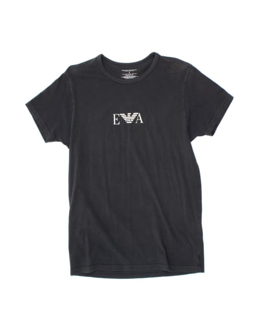 Vintage Emporio Armani Graphic T-shirt Top UK 12 Medium In Black