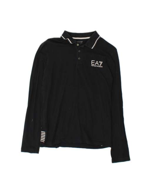 Vintage Emporio Armani Long Sleeve Polo Shirt XL In Blue