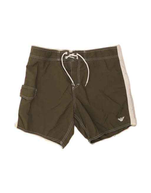 Vintage Emporio Armani Swimming Shorts Large In Khaki Colourblock