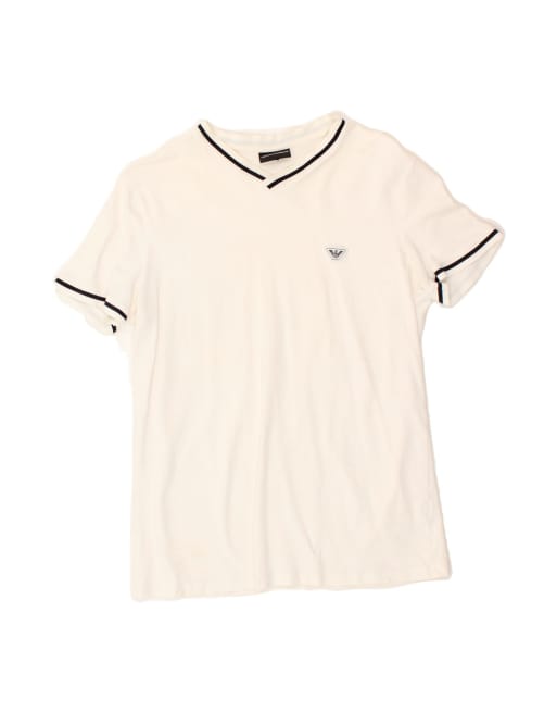 Vintage Emporio Armani T-shirt Top UK 16 Large In White