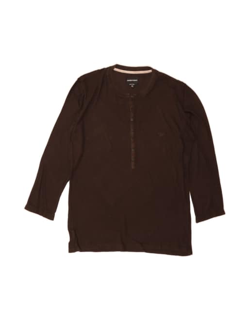 Vintage Emporio Armani Top Long Sleeve UK 20 2XL In Brown
