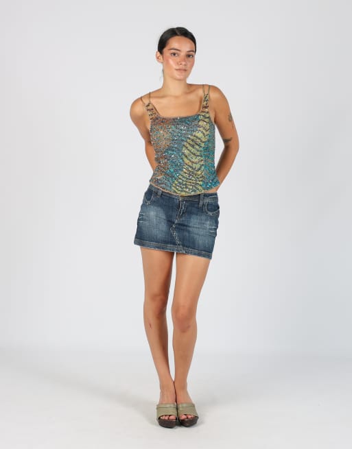Vintage Energie XS denim mini skirt in blue