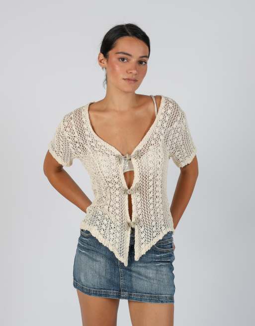 Vintage Ennepi M knitted top in cream
