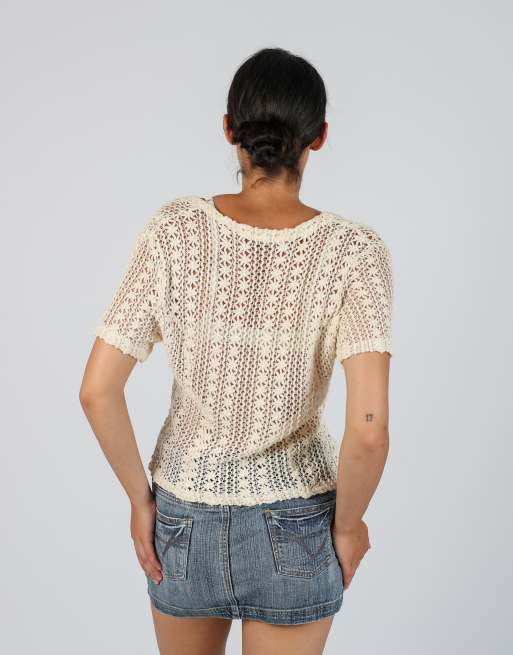 Vintage Ennepi M knitted top in cream, 2 of 4