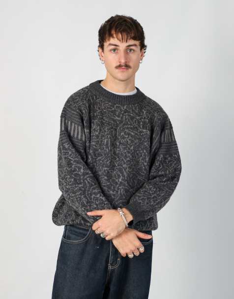 Vintage EnzoGotti m knit sweatshirt in charcoal grey - view 1