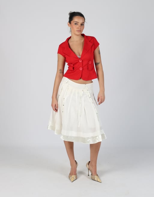 Vintage escandelle S woven midi skirt in ivory
