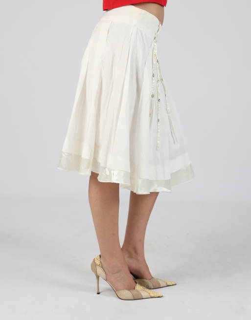 Vintage escandelle S woven midi skirt in ivory, 2 of 4