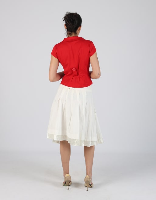 Vintage escandelle S woven midi skirt in ivory, 3 of 4
