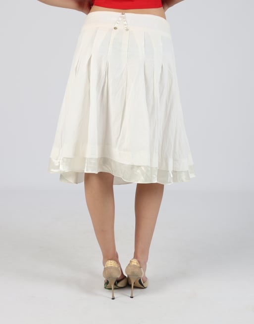 Vintage escandelle S woven midi skirt in ivory, 4 of 4