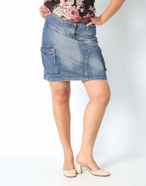 Vintage Esisto 12 denim midi skirt blue, 2 of 4